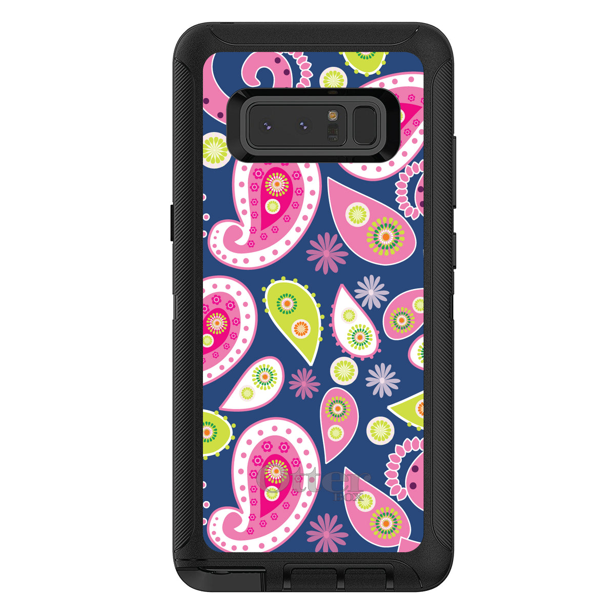 Pink Green Navy Paisley OtterBox Defender Case for iPhone & Galaxy, view 17