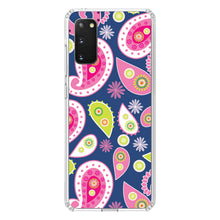 DistinctInk® Clear Shockproof Hybrid Case for Apple iPhone / Samsung Galaxy / Google Pixel - Pink Green Navy Paisley