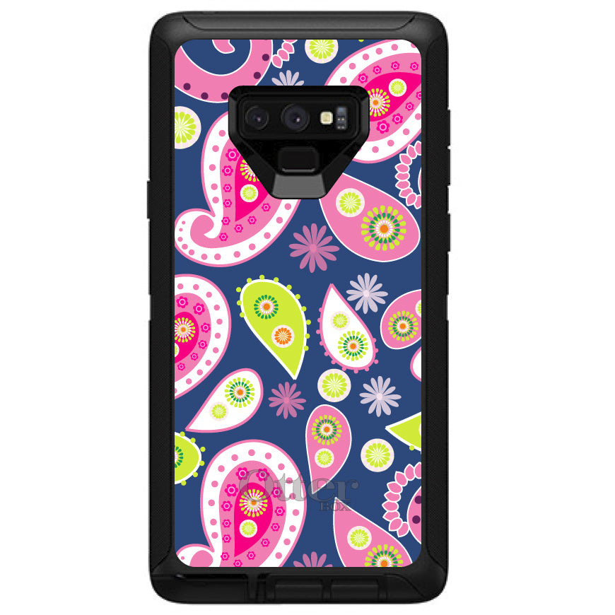 Pink Green Navy Paisley OtterBox Defender Case for iPhone & Galaxy, view 16