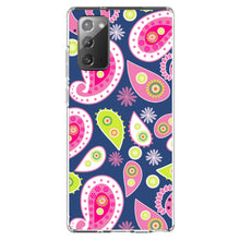 DistinctInk® Clear Shockproof Hybrid Case for Apple iPhone / Samsung Galaxy / Google Pixel - Pink Green Navy Paisley