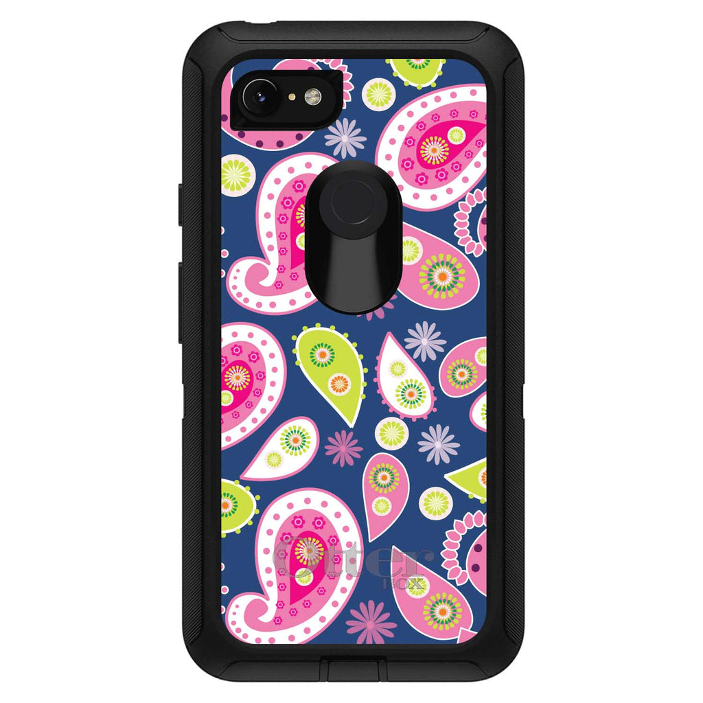 Pink Green Navy Paisley OtterBox Defender Case for iPhone & Galaxy, view 18