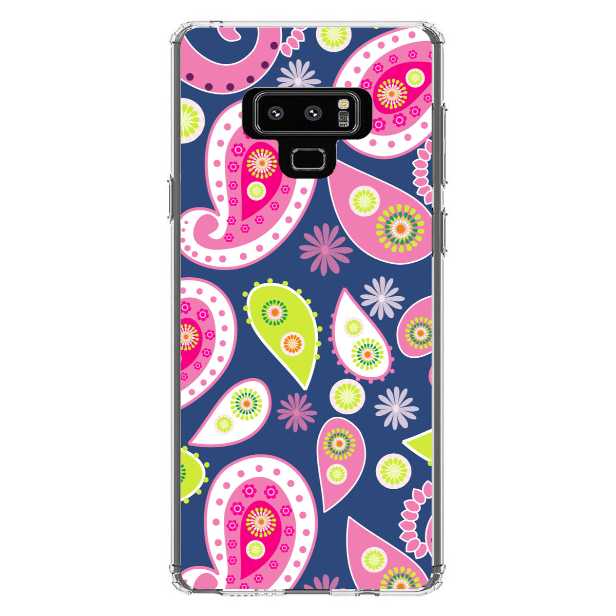 Pink Green Navy Paisley Clear Shockproof iPhone Case, view 11