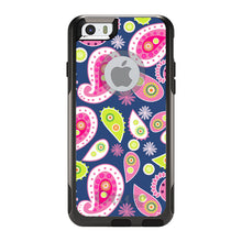 DistinctInk™ OtterBox Commuter Series Case for Apple iPhone or Samsung Galaxy - Pink Green Navy Paisley