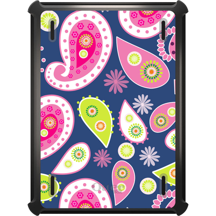 DistinctInk™ OtterBox Defender Series Case for Apple iPad / iPad Pro / iPad Air / iPad Mini - Pink Green Navy Paisley