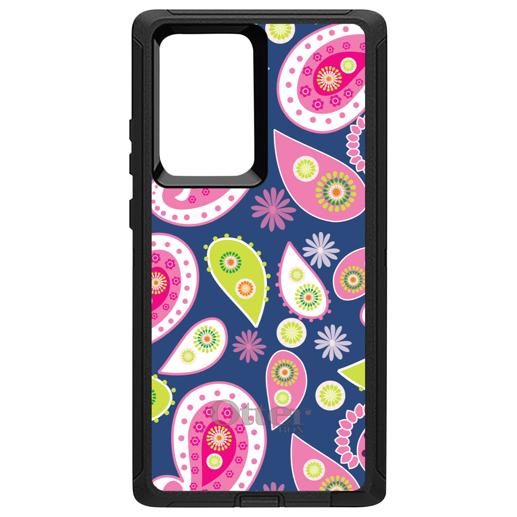 Pink Green Navy Paisley OtterBox Defender Case for iPhone & Galaxy, view 13