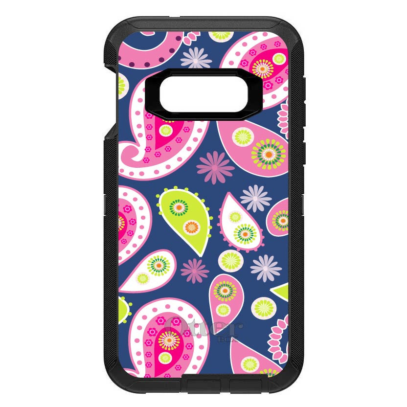 Pink Green Navy Paisley OtterBox Defender Case for iPhone & Galaxy, view 10