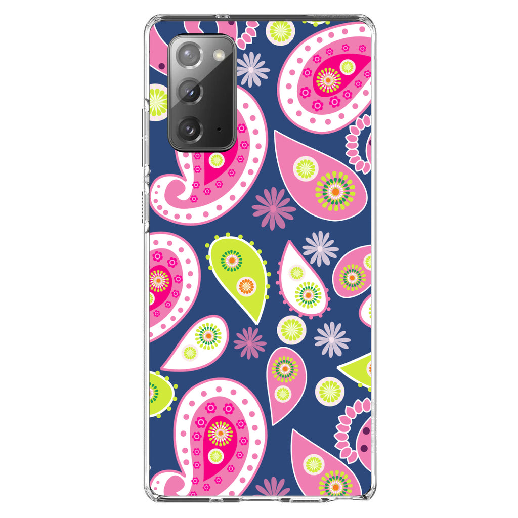Pink Green Navy Paisley Clear Shockproof iPhone Case, view 7