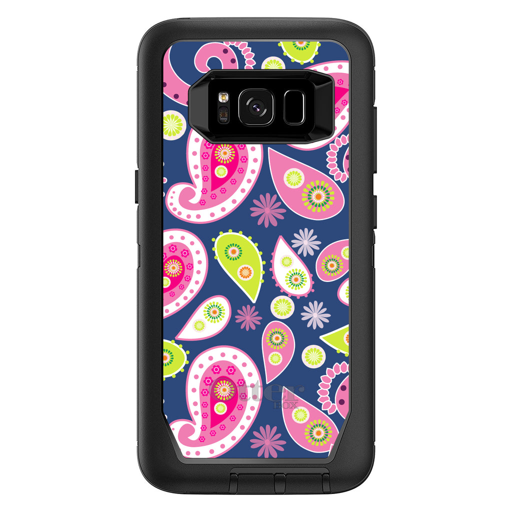 Pink Green Navy Paisley OtterBox Defender Case for iPhone & Galaxy, view 12