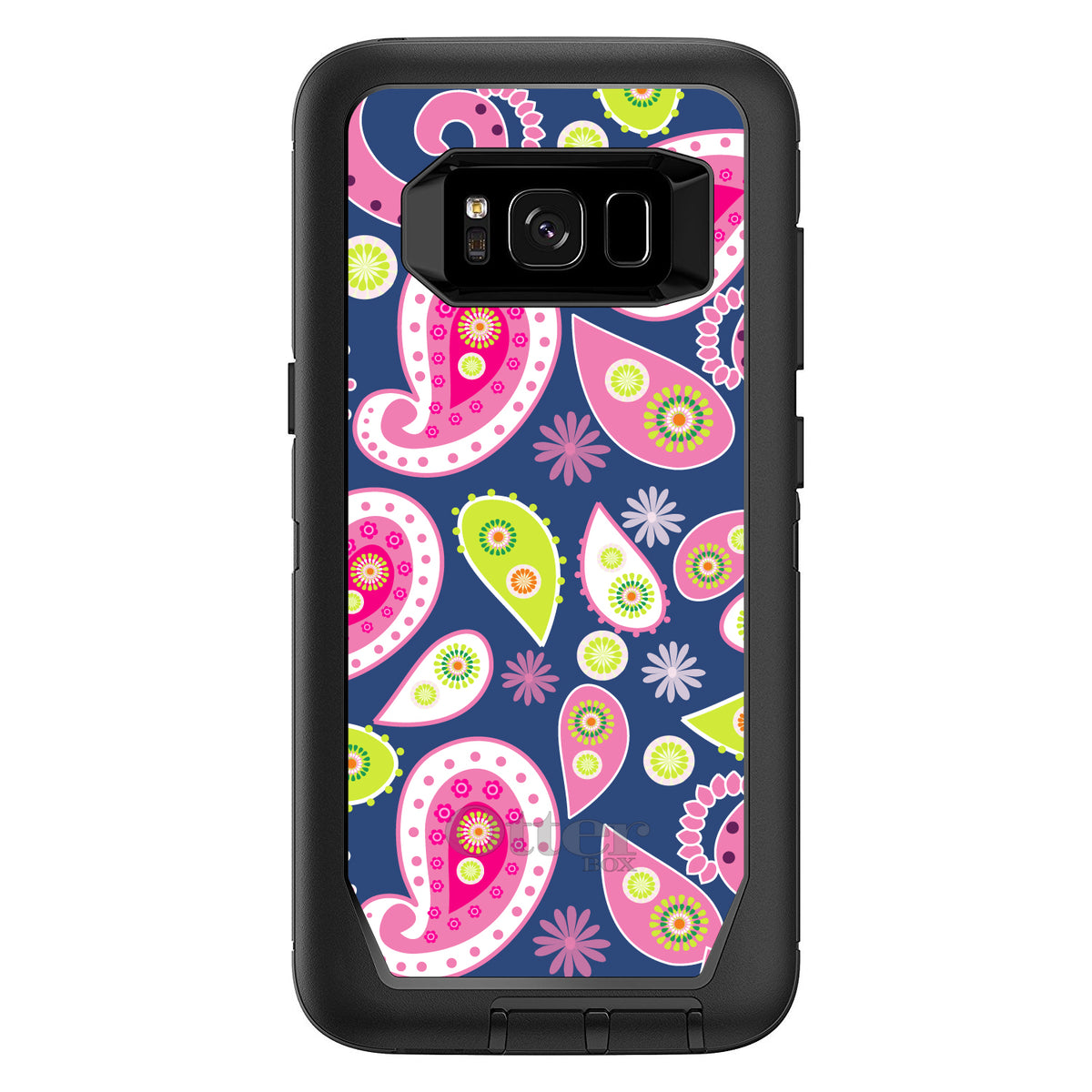 Pink Green Navy Paisley OtterBox Defender Case for iPhone & Galaxy, view 12
