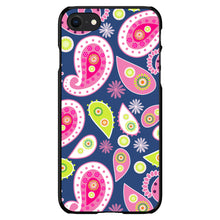 DistinctInk® Hard Plastic Snap-On Case for Apple iPhone or Samsung Galaxy - Pink Green Navy Paisley