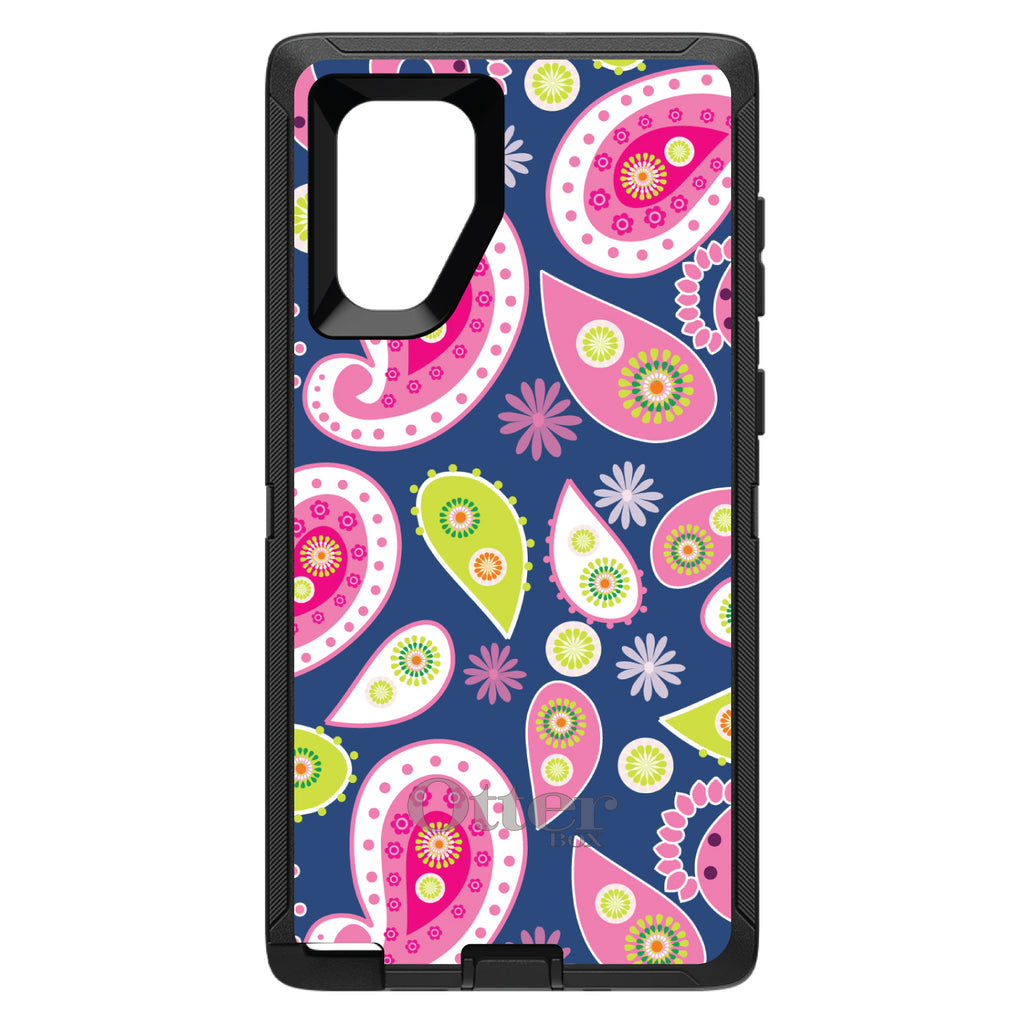 Pink Green Navy Paisley OtterBox Defender Case for iPhone & Galaxy, view 15