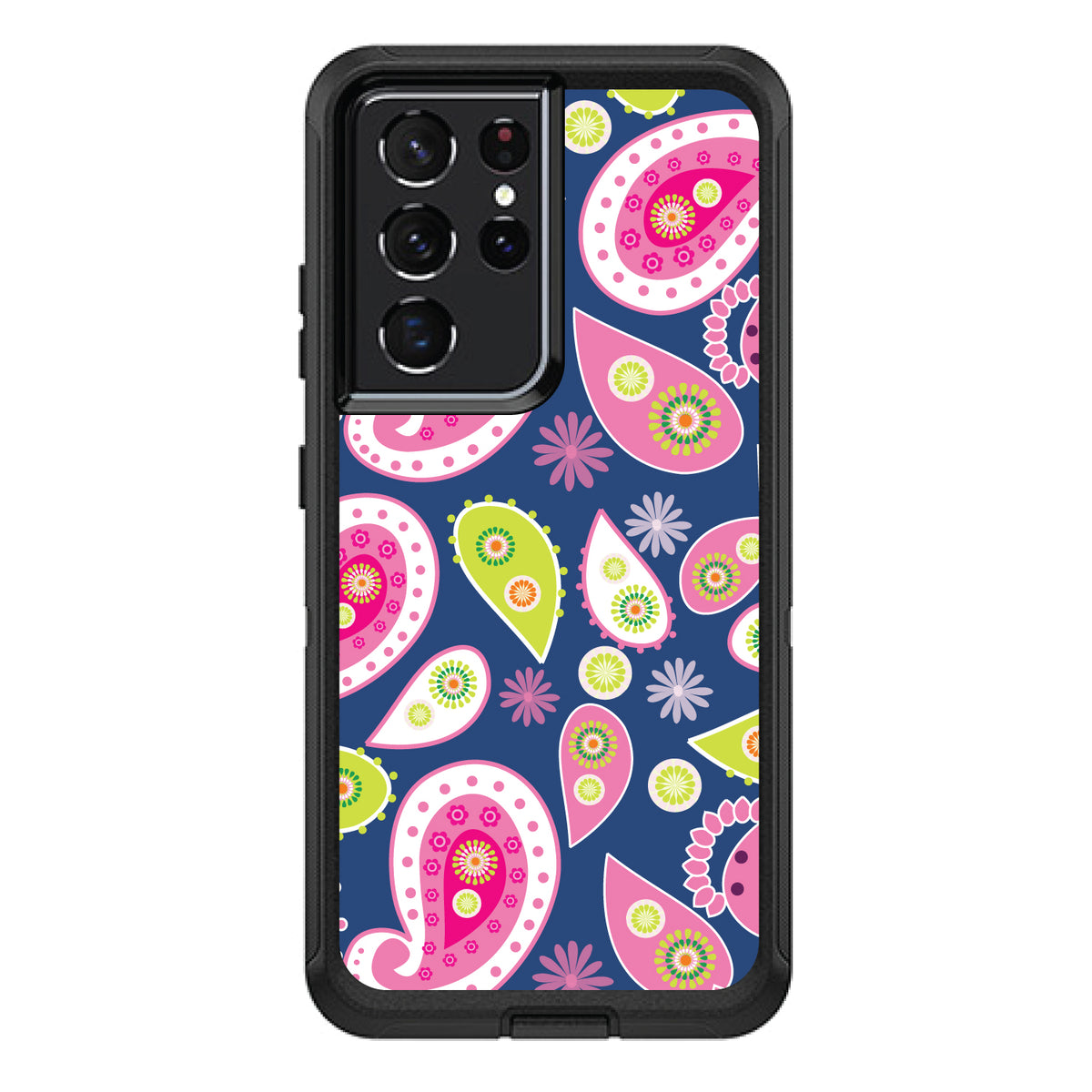 Pink Green Navy Paisley OtterBox Defender Case for iPhone & Galaxy, view 7