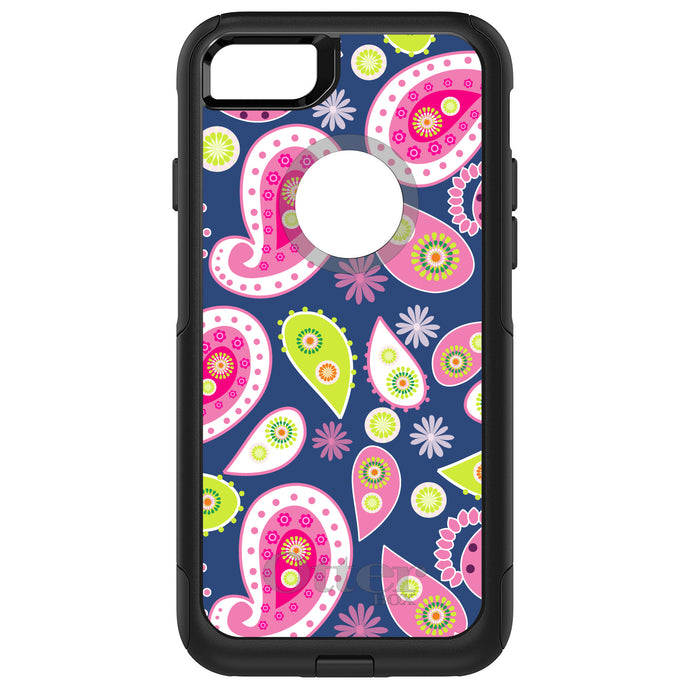 DistinctInk™ OtterBox Commuter Series Case for Apple iPhone or Samsung Galaxy - Pink Green Navy Paisley