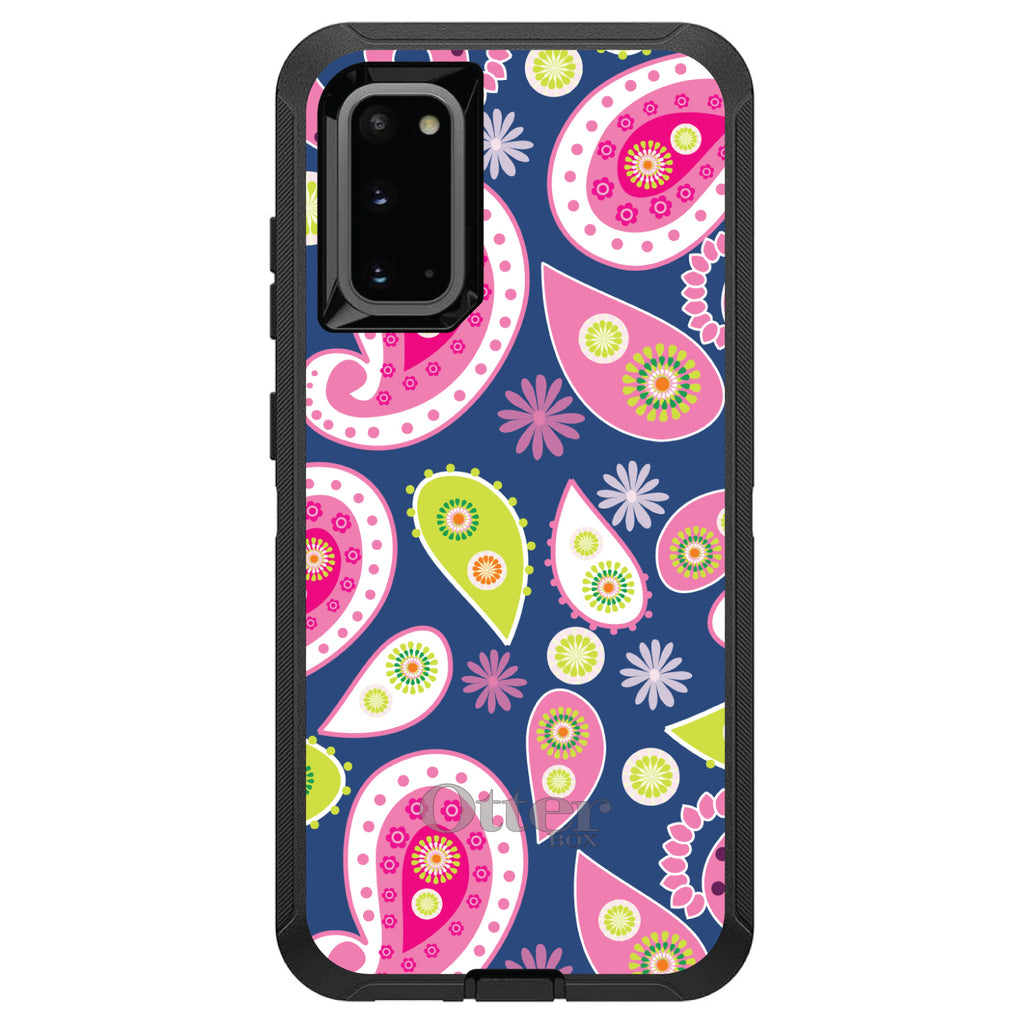 Pink Green Navy Paisley OtterBox Defender Case for iPhone & Galaxy, view 8