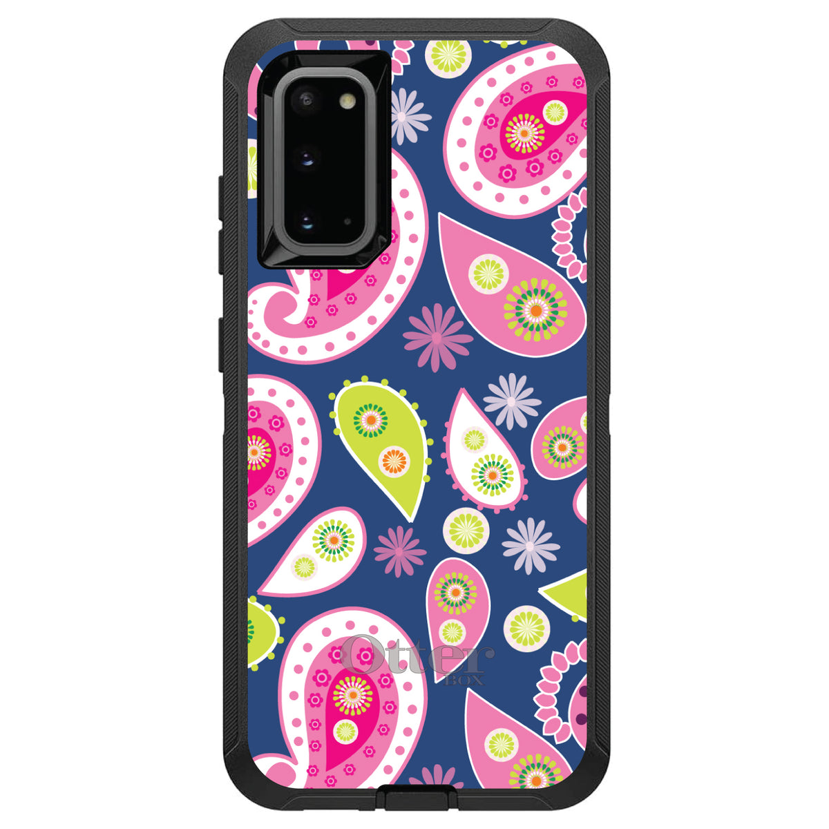 Pink Green Navy Paisley OtterBox Defender Case for iPhone & Galaxy, view 8
