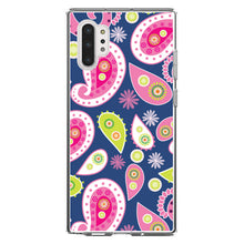 DistinctInk® Clear Shockproof Hybrid Case for Apple iPhone / Samsung Galaxy / Google Pixel - Pink Green Navy Paisley
