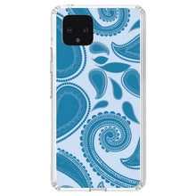 DistinctInk® Clear Shockproof Hybrid Case for Apple iPhone / Samsung Galaxy / Google Pixel - Big Blue Paisley