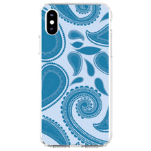 DistinctInk® Clear Shockproof Hybrid Case for Apple iPhone / Samsung Galaxy / Google Pixel - Big Blue Paisley