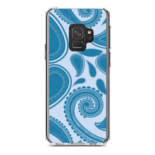 DistinctInk® Clear Shockproof Hybrid Case for Apple iPhone / Samsung Galaxy / Google Pixel - Big Blue Paisley