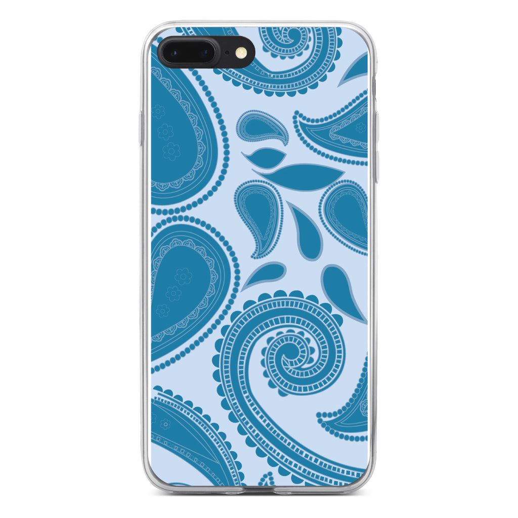 Big Blue Paisley Clear Shockproof iPhone Case, view 6