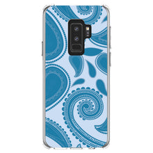 DistinctInk® Clear Shockproof Hybrid Case for Apple iPhone / Samsung Galaxy / Google Pixel - Big Blue Paisley