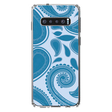 DistinctInk® Clear Shockproof Hybrid Case for Apple iPhone / Samsung Galaxy / Google Pixel - Big Blue Paisley