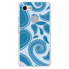 DistinctInk® Clear Shockproof Hybrid Case for Apple iPhone / Samsung Galaxy / Google Pixel - Big Blue Paisley