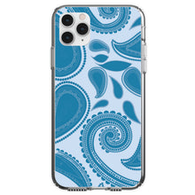 DistinctInk® Clear Shockproof Hybrid Case for Apple iPhone / Samsung Galaxy / Google Pixel - Big Blue Paisley