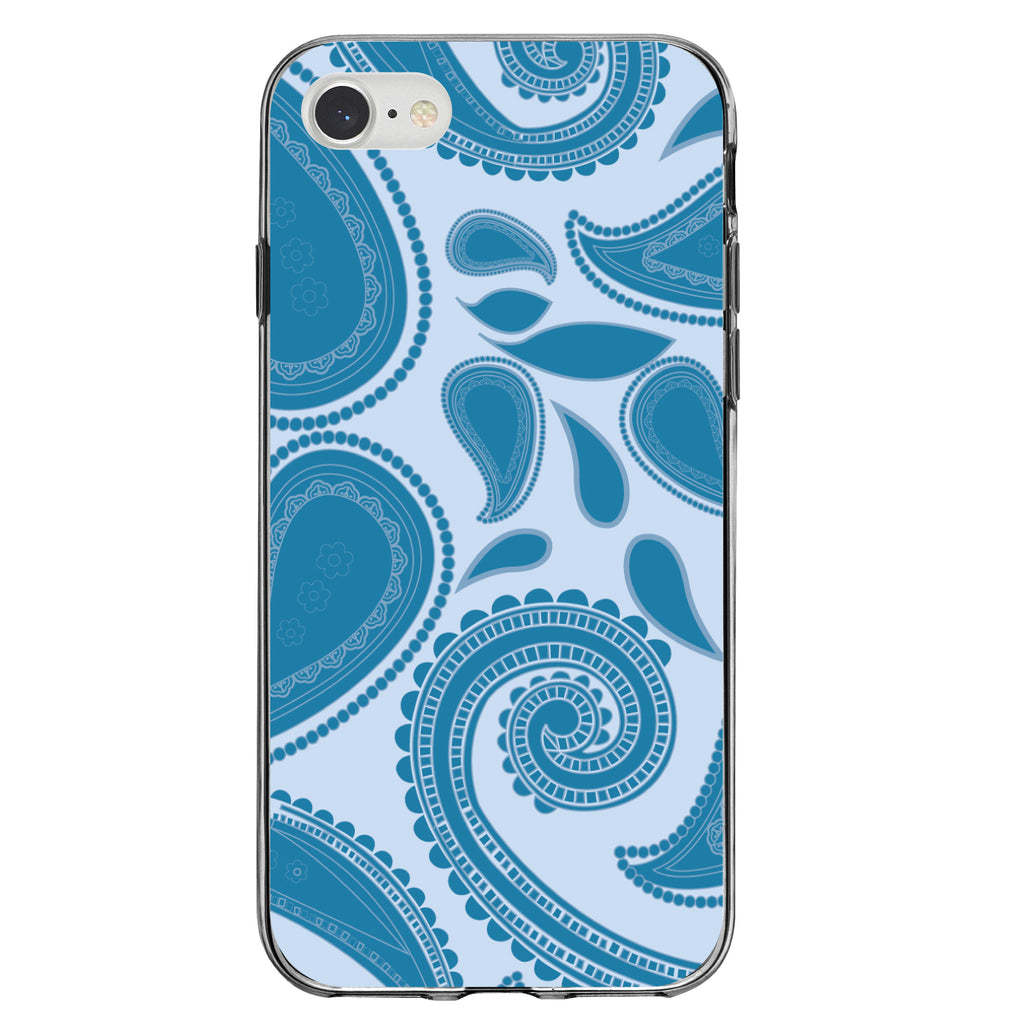 Big Blue Paisley Clear Shockproof iPhone Case, view 5