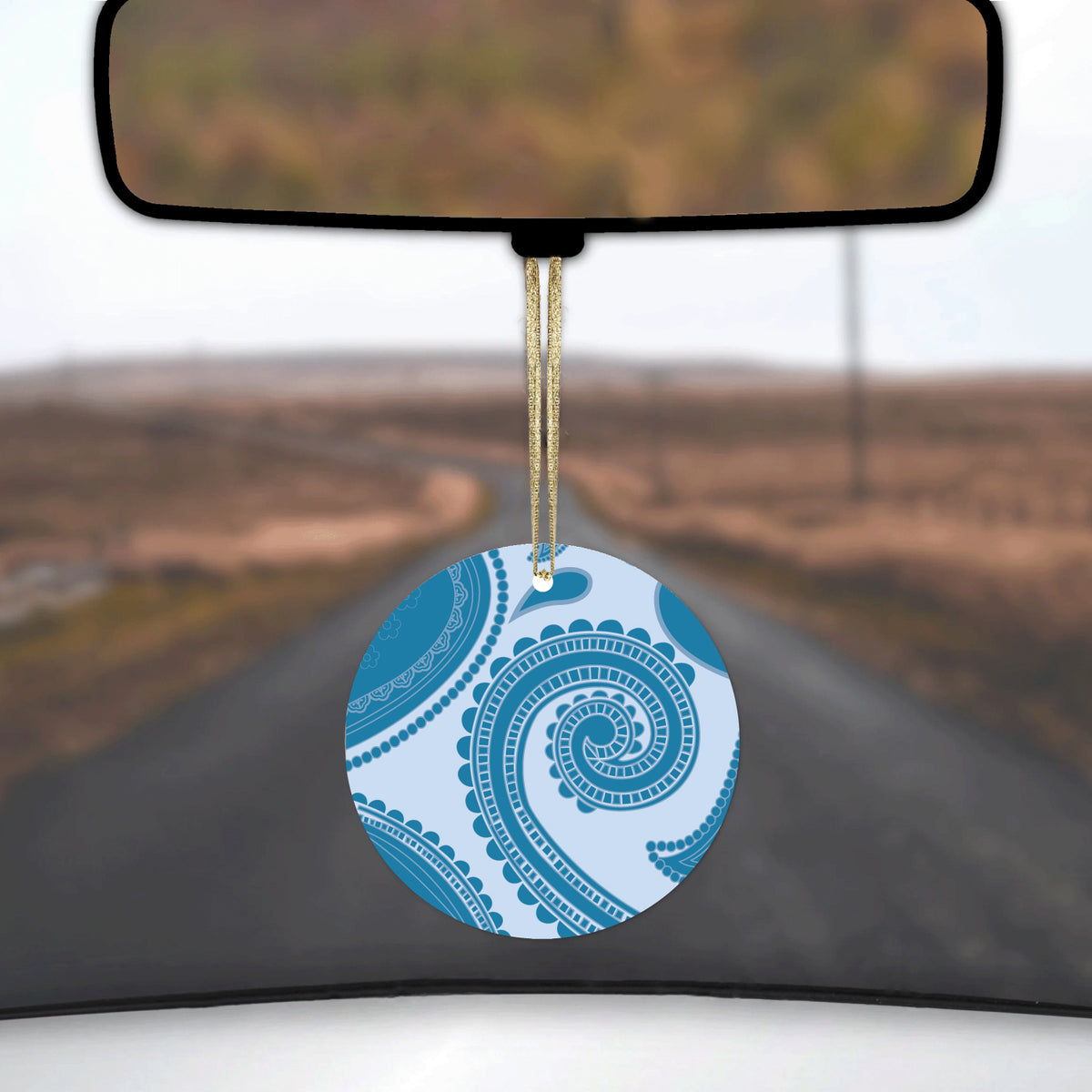 Big Blue Paisley Ceramic Ornament, view 3