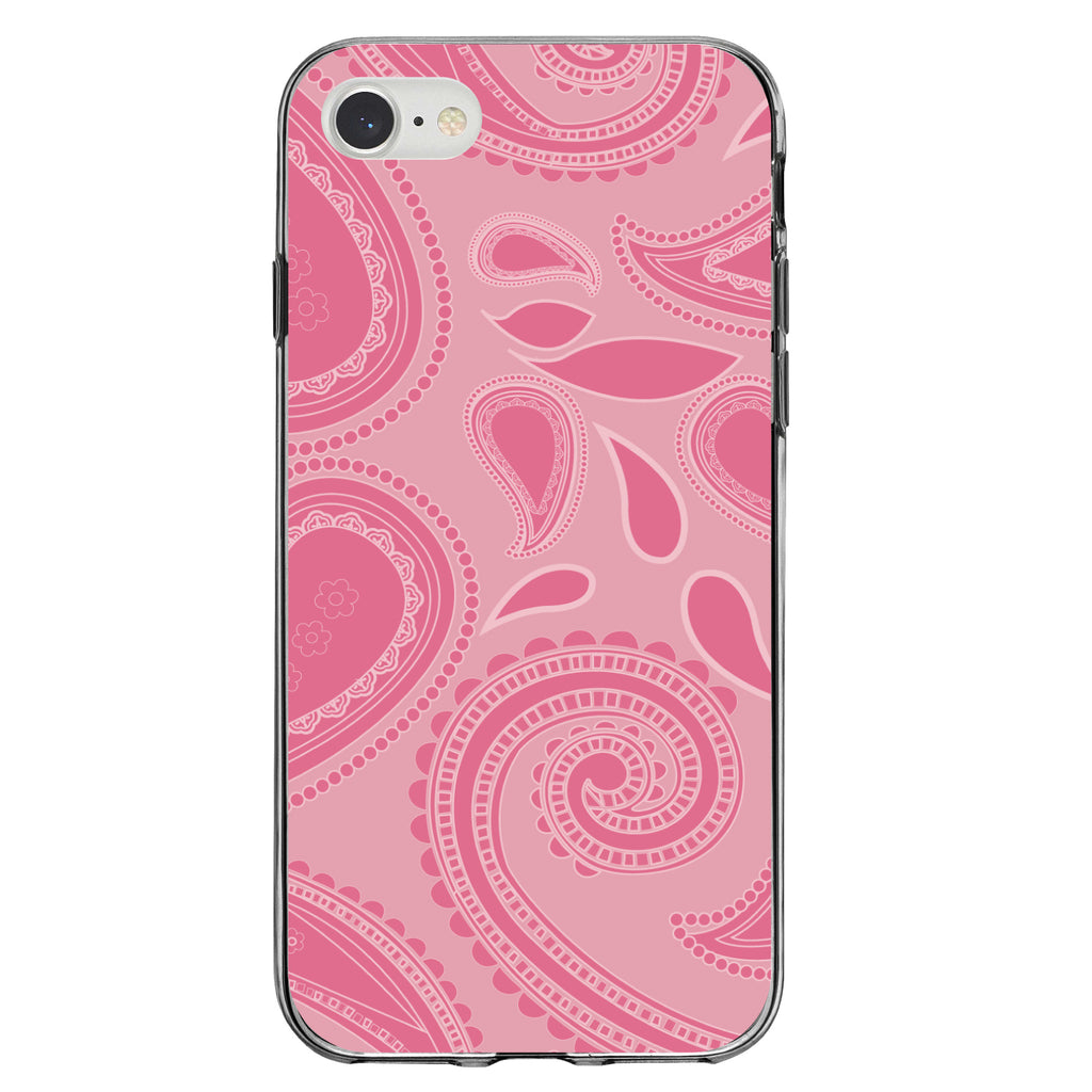 Big Pink Paisley Clear Shockproof iPhone Case, view 5