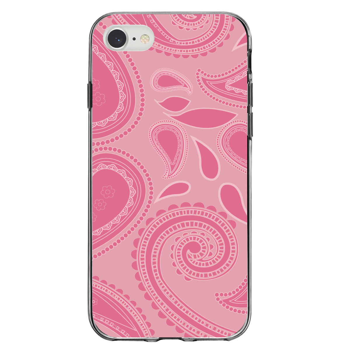 Big Pink Paisley Clear Shockproof iPhone Case, view 5