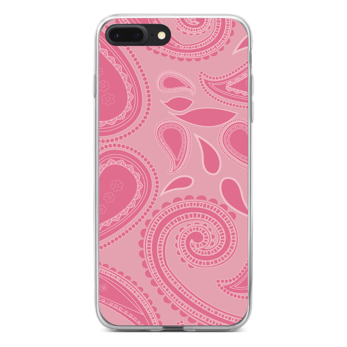 Big Pink Paisley Clear Shockproof iPhone Case, view 6
