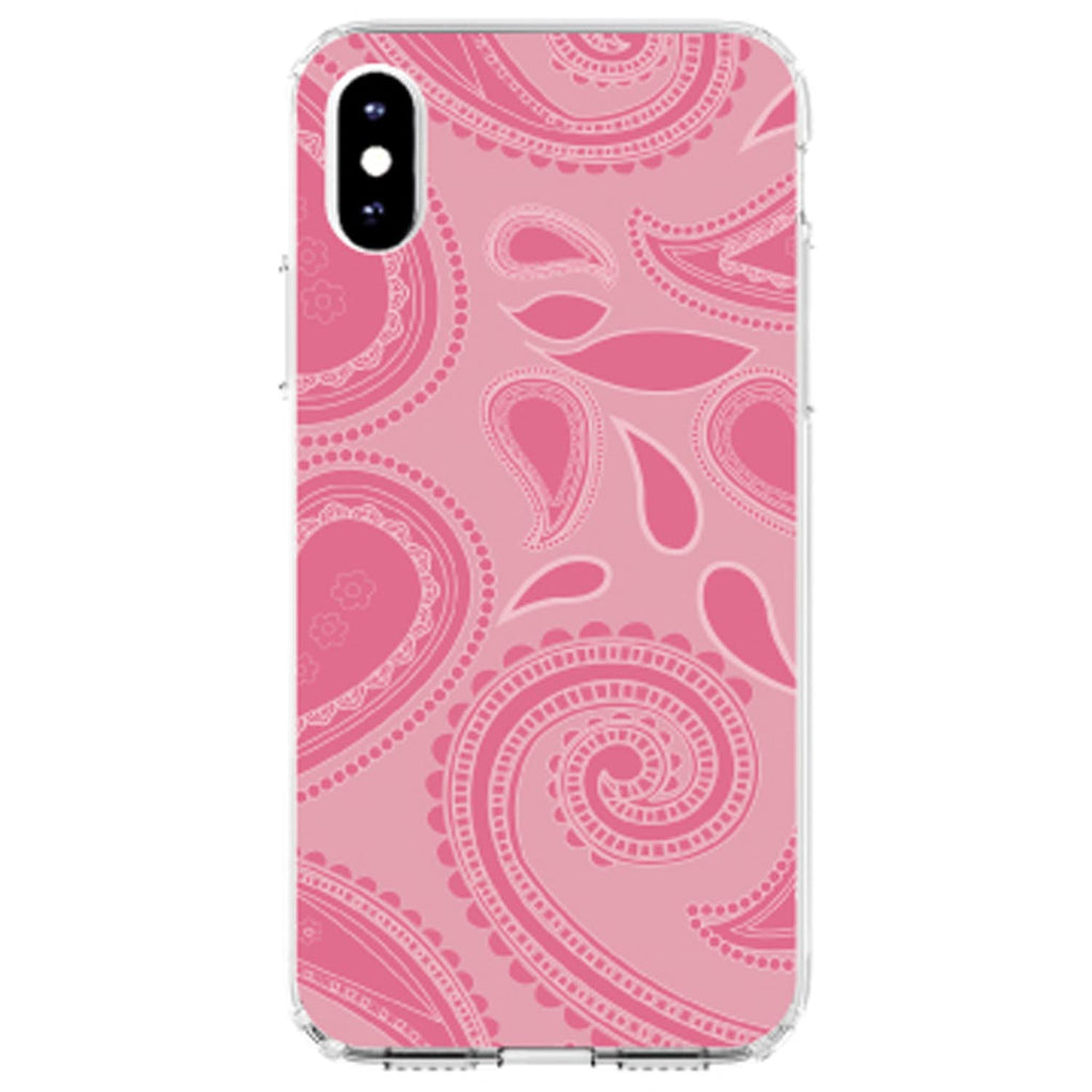 Big Pink Paisley Clear Shockproof iPhone Case, view 3