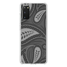 DistinctInk® Clear Shockproof Hybrid Case for Apple iPhone / Samsung Galaxy / Google Pixel - Big Grey Black Paisley