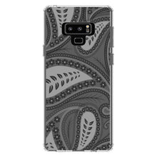 DistinctInk® Clear Shockproof Hybrid Case for Apple iPhone / Samsung Galaxy / Google Pixel - Big Grey Black Paisley