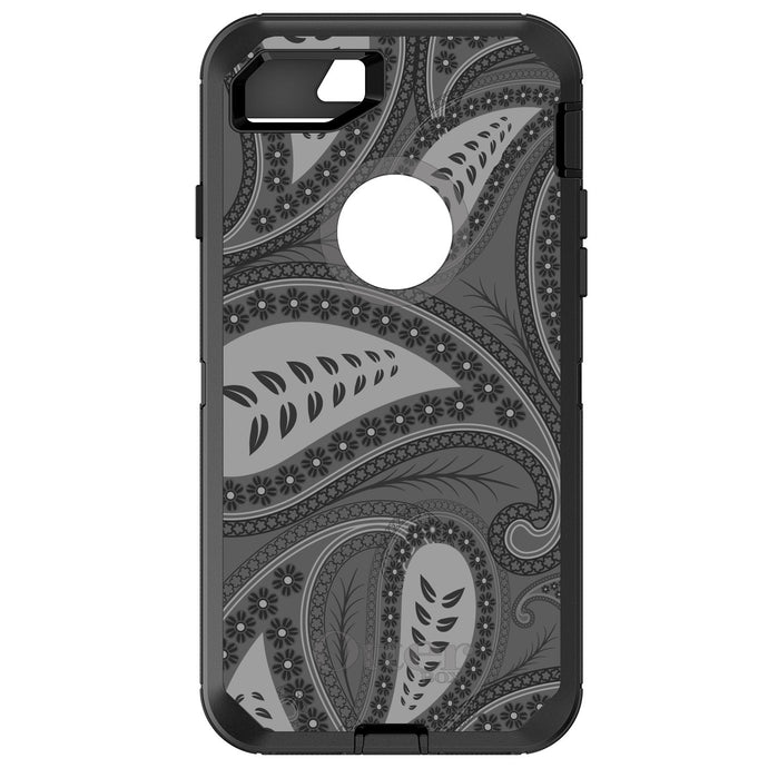 DistinctInk™ OtterBox Defender Series Case for Apple iPhone / Samsung Galaxy / Google Pixel - Big Grey Black Paisley