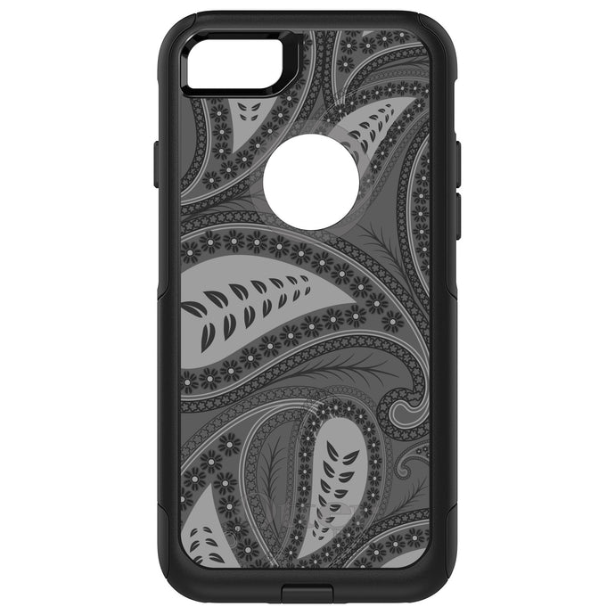 DistinctInk OtterBox Commuter Series Case for Apple iPhone or Samsung Galaxy - Big Grey Black Paisley