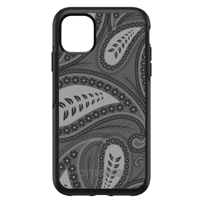 DistinctInk™ OtterBox Symmetry Series Case for Apple iPhone / Samsung Galaxy / Google Pixel - Big Grey Black Paisley