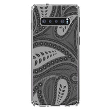 DistinctInk® Clear Shockproof Hybrid Case for Apple iPhone / Samsung Galaxy / Google Pixel - Big Grey Black Paisley