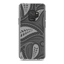 DistinctInk® Clear Shockproof Hybrid Case for Apple iPhone / Samsung Galaxy / Google Pixel - Big Grey Black Paisley