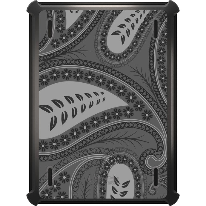 DistinctInk™ OtterBox Defender Series Case for Apple iPad / iPad Pro / iPad Air / iPad Mini - Big Grey Black Paisley