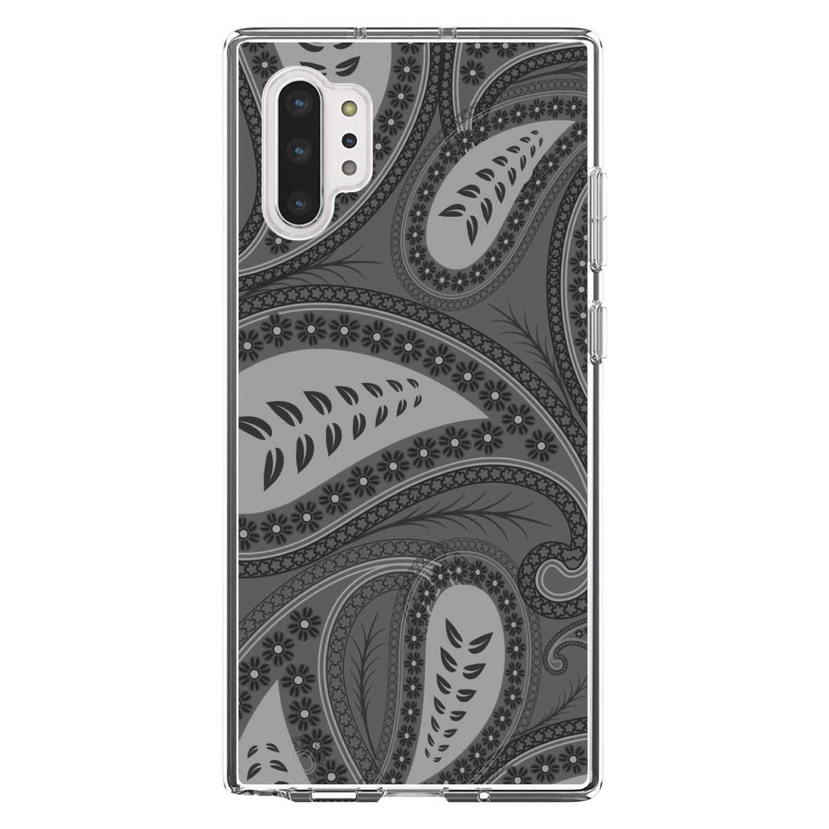 Big Grey Black Paisley Clear Shockproof iPhone Case, view 10