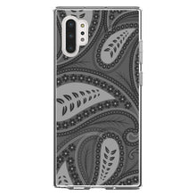 DistinctInk® Clear Shockproof Hybrid Case for Apple iPhone / Samsung Galaxy / Google Pixel - Big Grey Black Paisley