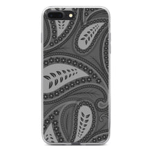 DistinctInk® Clear Shockproof Hybrid Case for Apple iPhone / Samsung Galaxy / Google Pixel - Big Grey Black Paisley