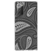 DistinctInk® Clear Shockproof Hybrid Case for Apple iPhone / Samsung Galaxy / Google Pixel - Big Grey Black Paisley