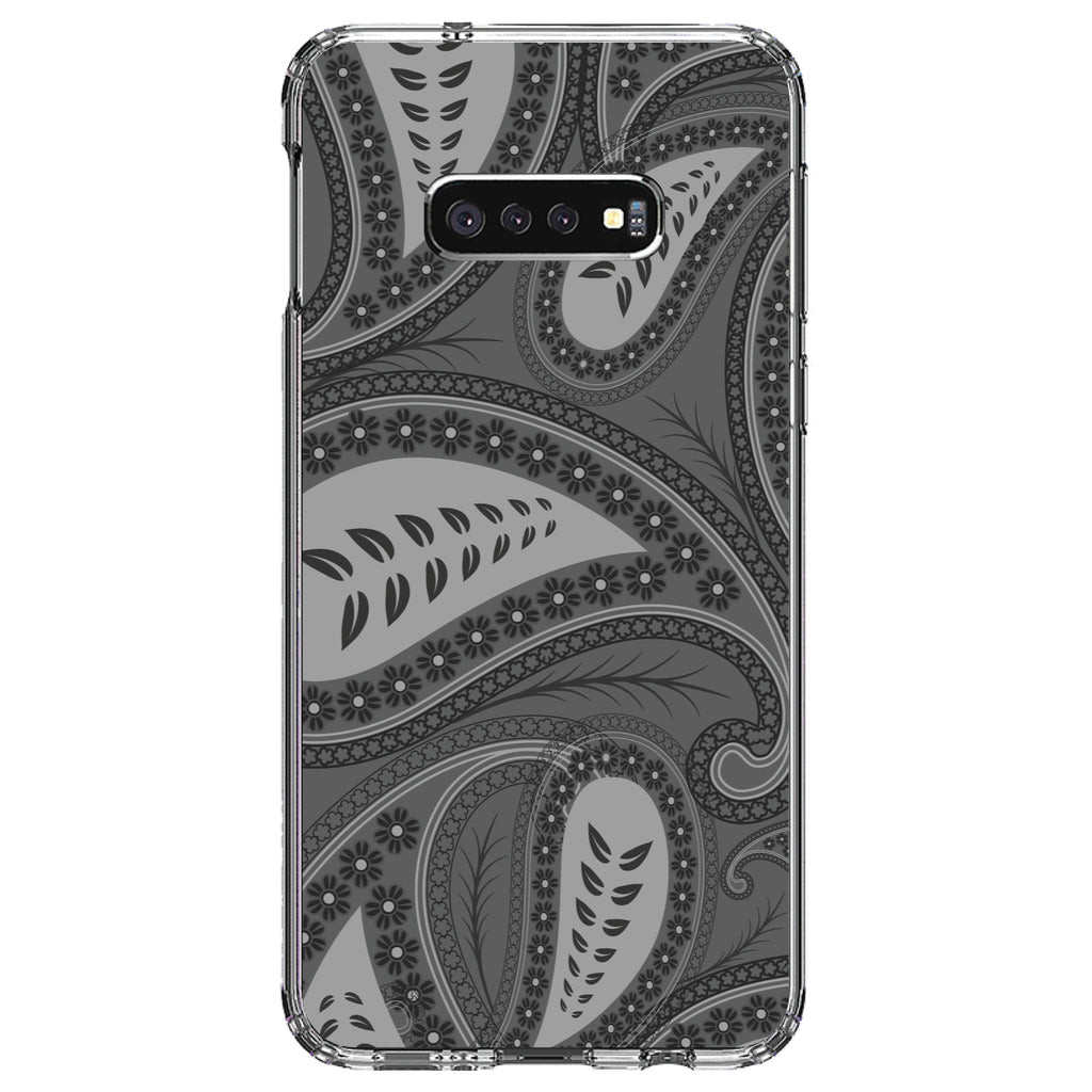 Big Grey Black Paisley Clear Shockproof iPhone Case, view 18