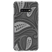 DistinctInk® Clear Shockproof Hybrid Case for Apple iPhone / Samsung Galaxy / Google Pixel - Big Grey Black Paisley
