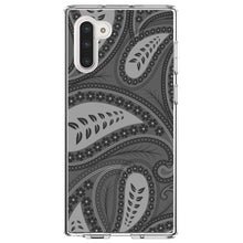 DistinctInk® Clear Shockproof Hybrid Case for Apple iPhone / Samsung Galaxy / Google Pixel - Big Grey Black Paisley