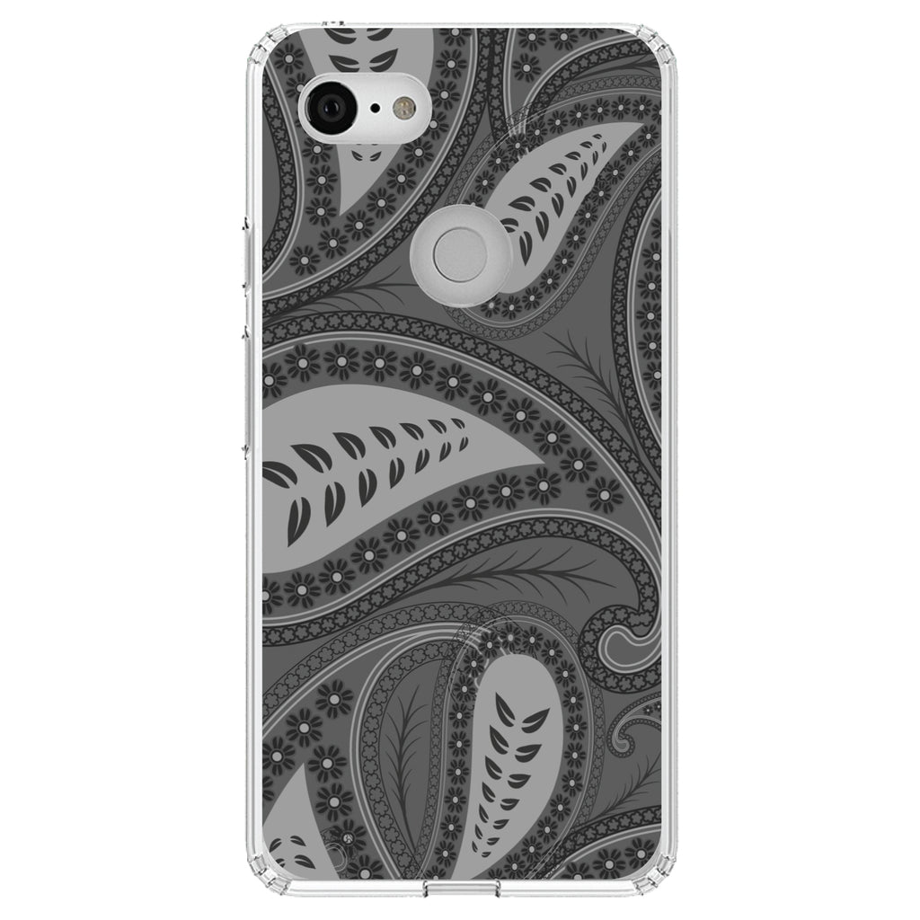 Big Grey Black Paisley Clear Shockproof iPhone Case, view 21